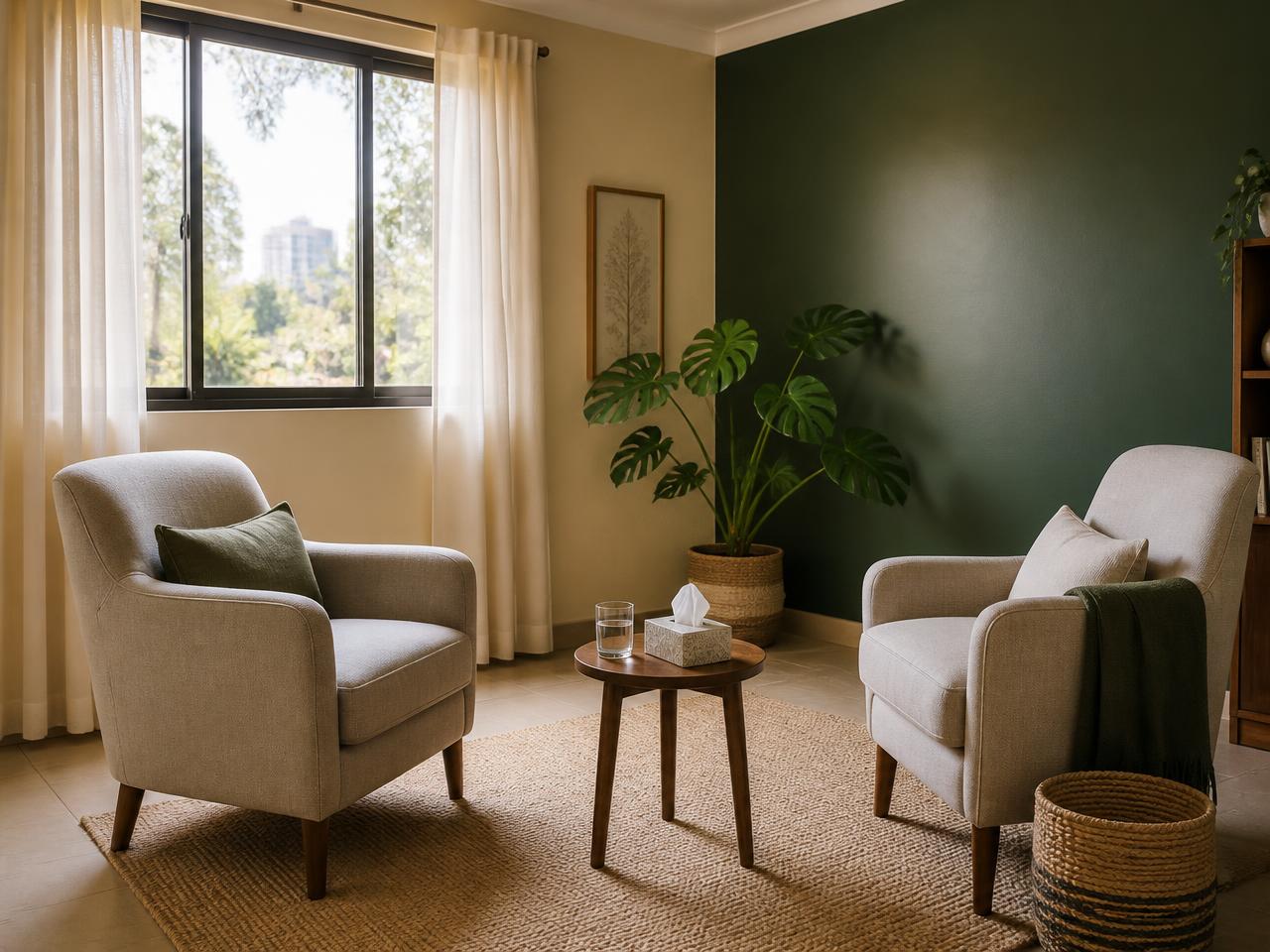 A calm, welcoming therapy room in Nairobi